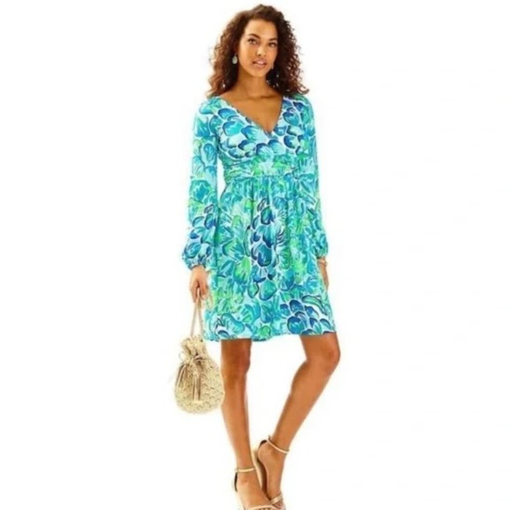 Lilly Pulitzer Teal & Aqua Floral Midi Dress
